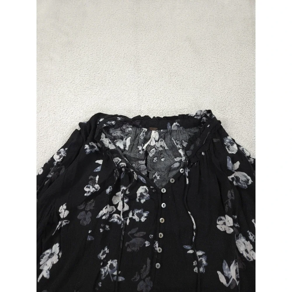 Free People Cloverfield Printed‎ Tunic Black Womens XS Floral